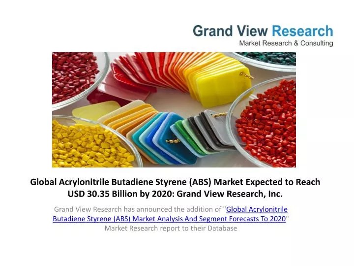 PPT Acrylonitrile Butadiene Styrene (ABS) Market Share To 2020