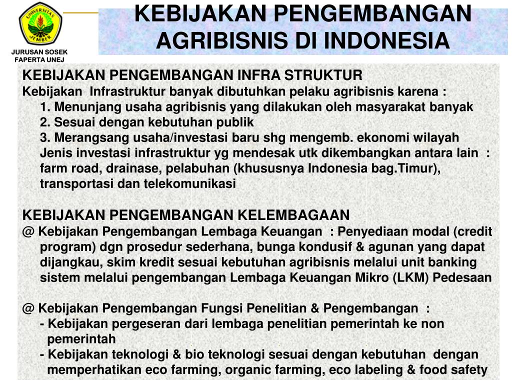 PPT KEBIJAKAN & PERATURAN BIDANG PERTANIAN PowerPoint