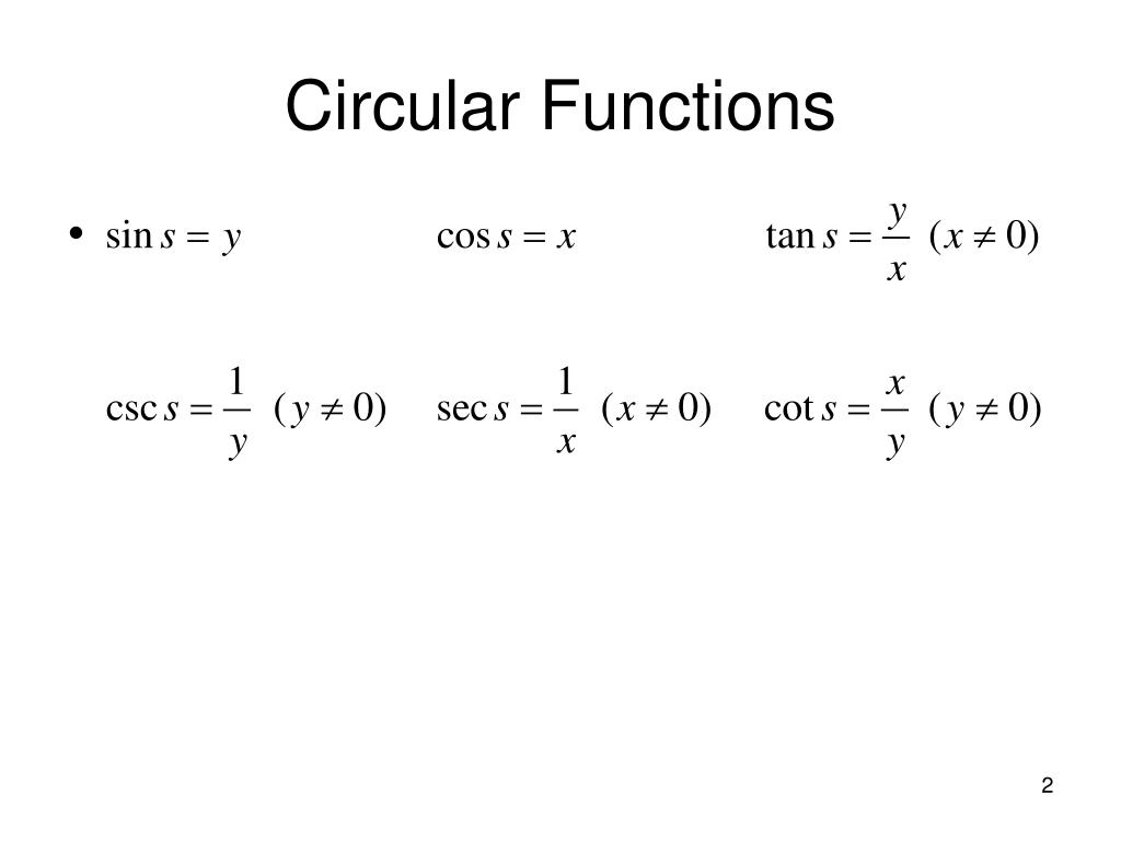 PPT 3.3 Definition III Circular Functions PowerPoint Presentation