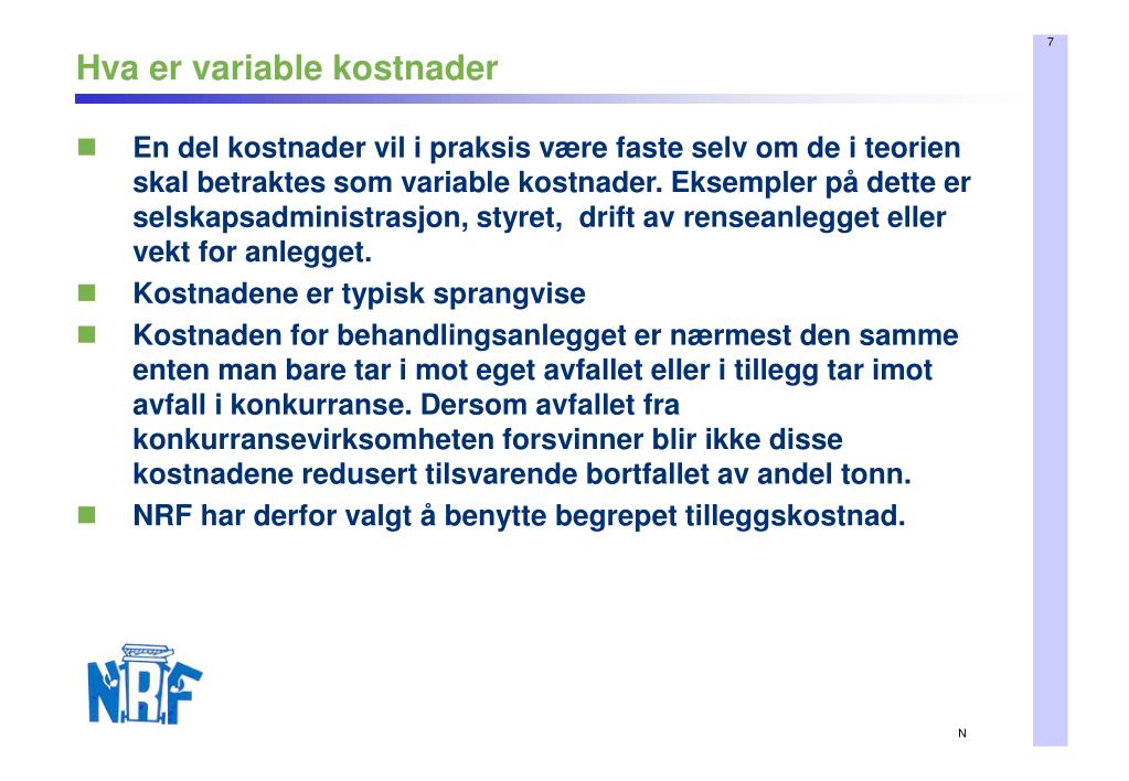 PPT NRFs syn pÃ¥ beregning av selvkost PowerPoint Presentation, free
