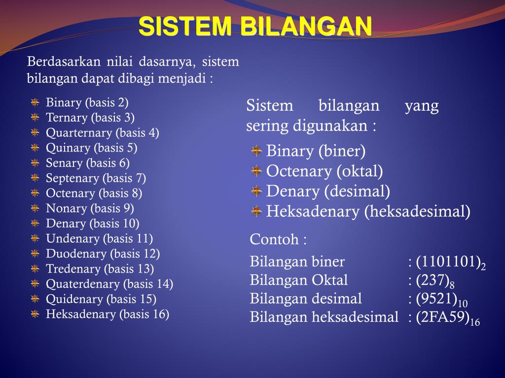 PPT Berdasarkan nilai dasarnya, sistem bilangan dapat dibagi menjadi