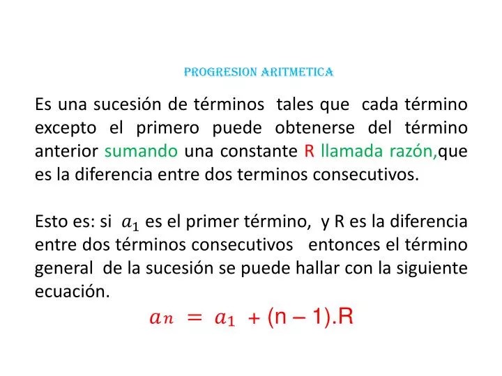 PPT Progresion ARITMETICA PowerPoint Presentation, free download ID