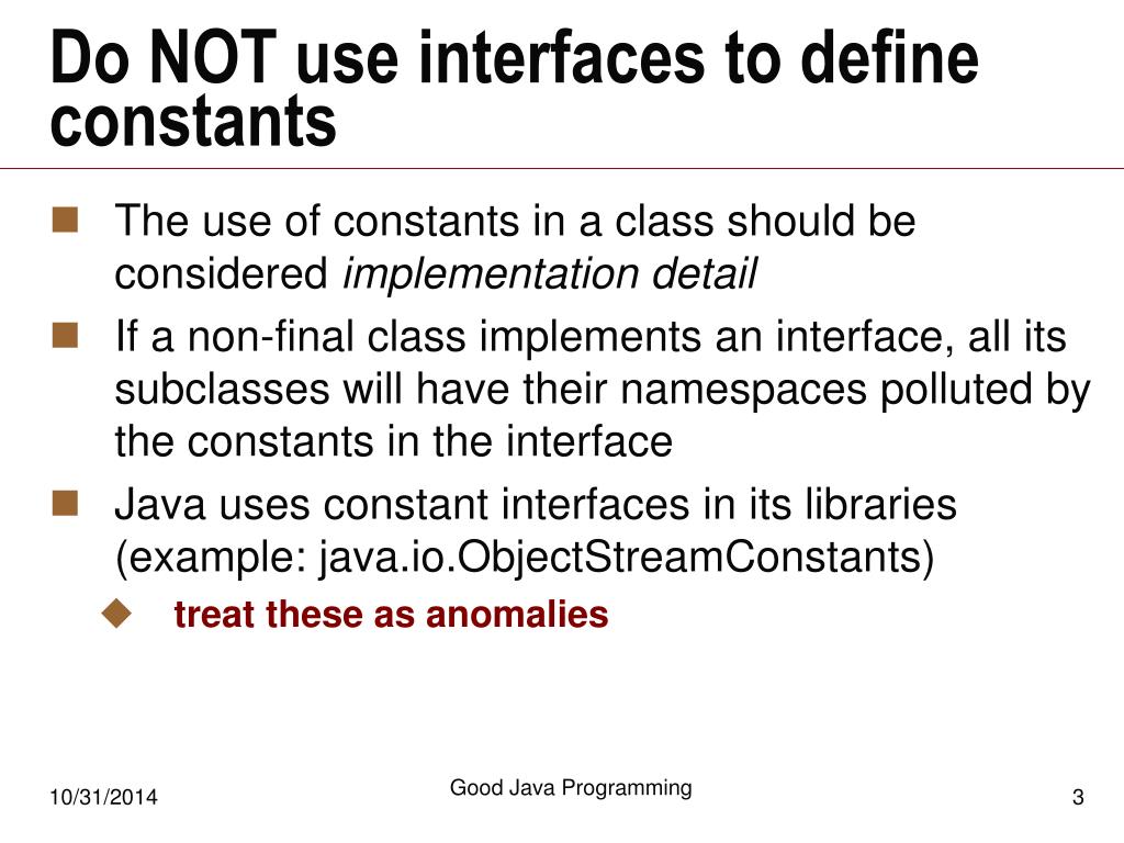 PPT Use interfaces to define constants? PowerPoint Presentation, free