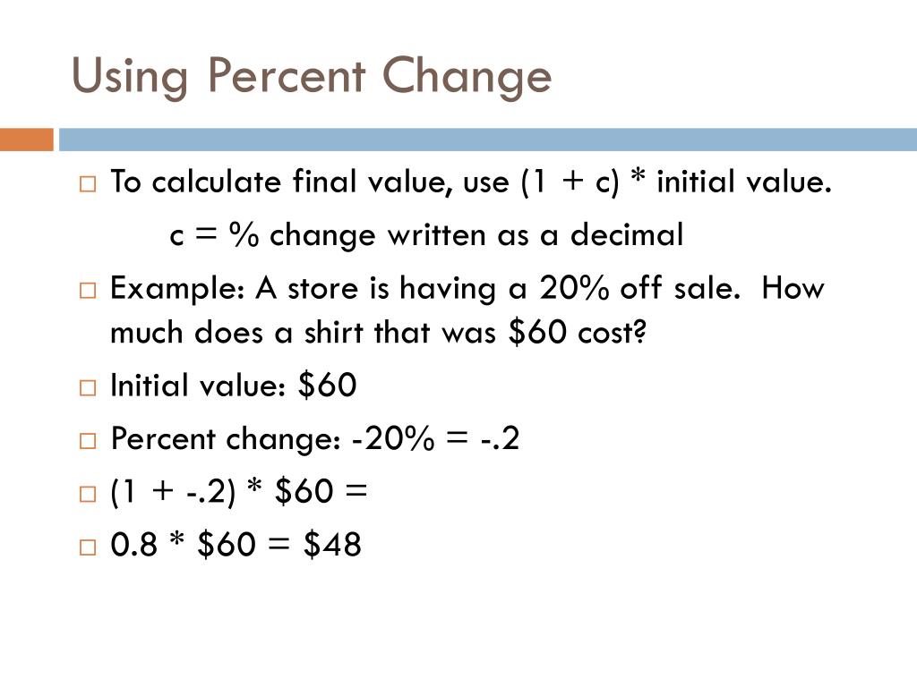 PPT Using Percents and Calculating Percent Change PowerPoint