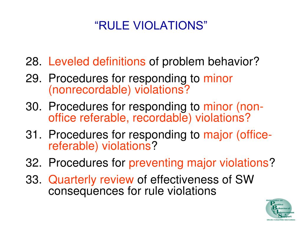 PPT SchoolWide PBIS Getting Started Rule Violations PowerPoint