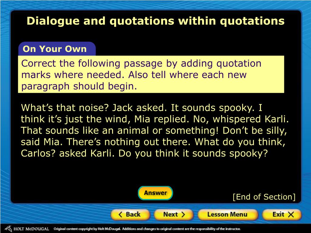 PPT Why are quotation marks important? Direct quotations Dialogue
