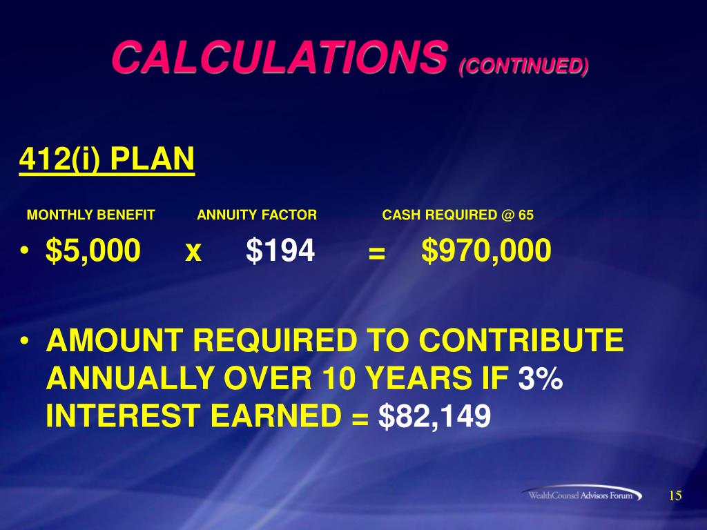 PPT IRC Section 412(i) Plans and Defined Benefit Plans After the