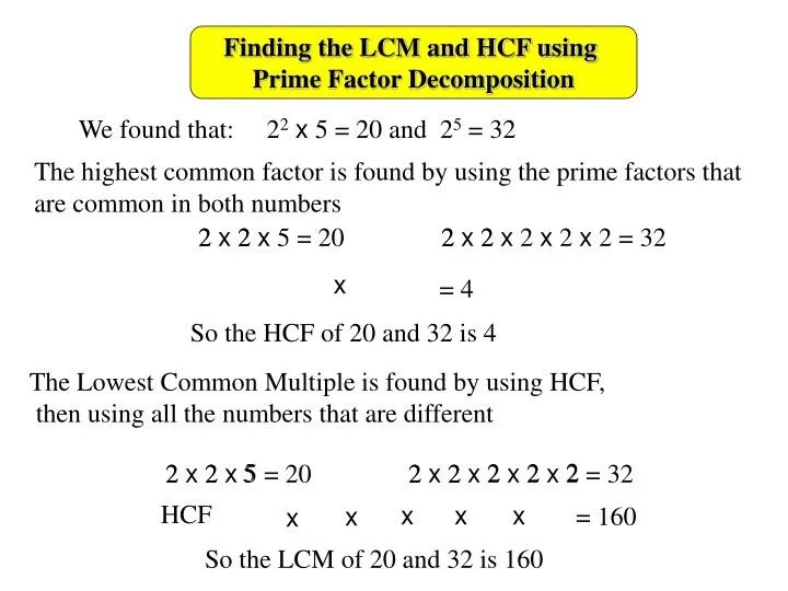 PPT Finding the LCM and HCF using Prime Factor