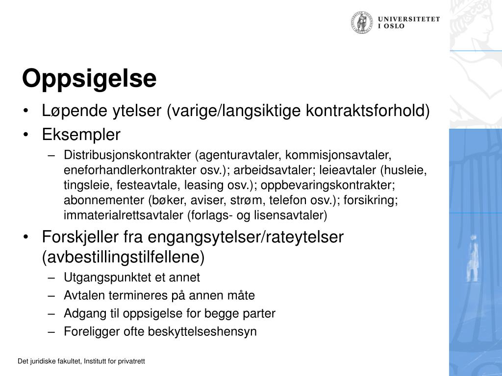 PPT Obligasjonsrett Høst 2008 Avbestilling og oppsigelse v/professor