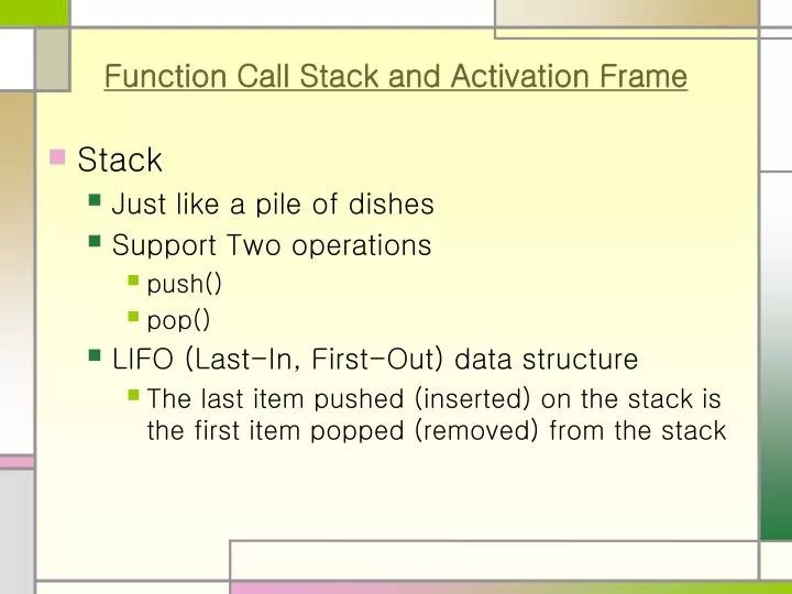 PPT Function Call Stack and Activation Frame PowerPoint Presentation