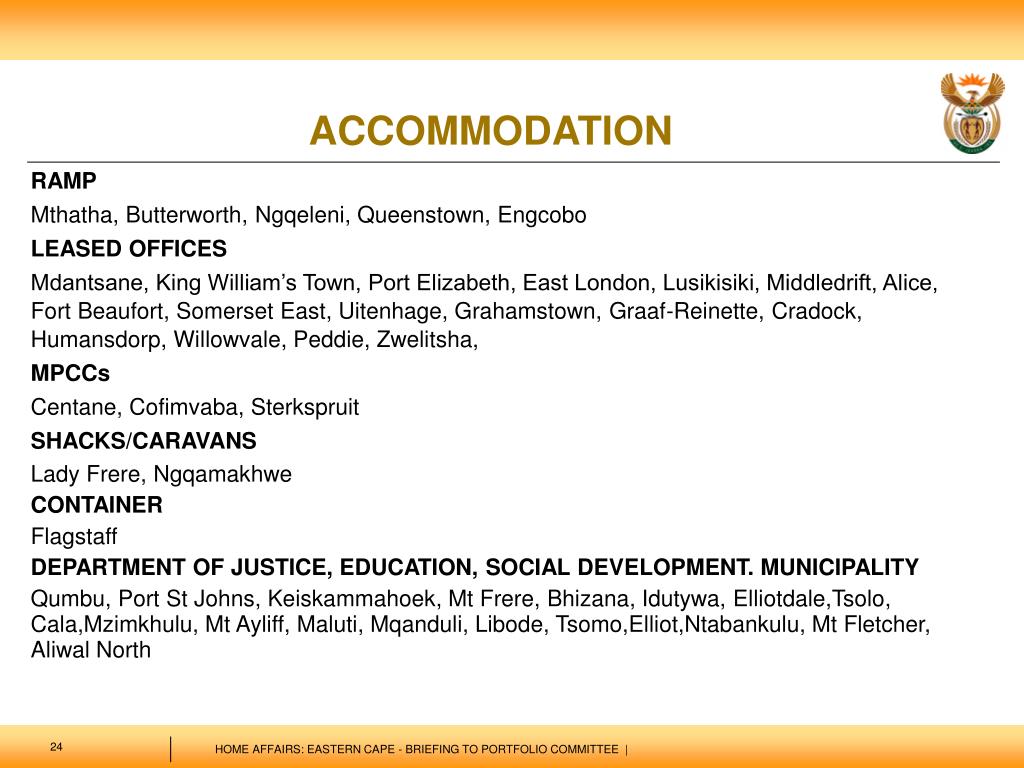PPT STATE OF HOME AFFAIRS EASTERN CAPE PowerPoint Presentation, free