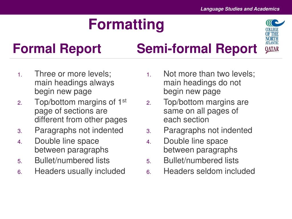 PPT Semiformal Reports PowerPoint Presentation ID6050711