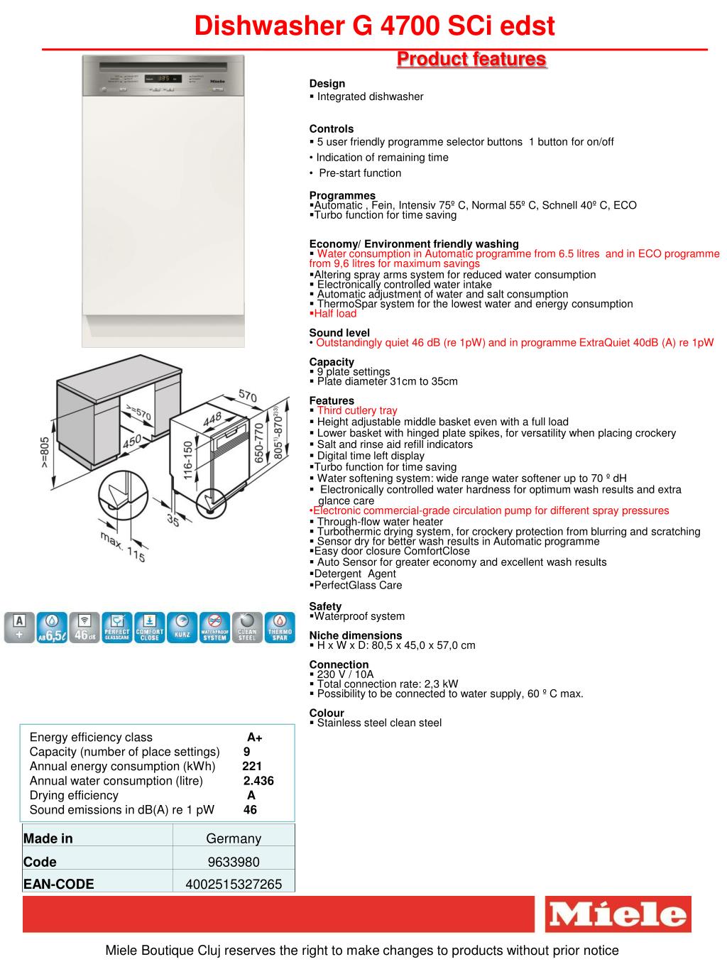 PPT Dishwasher G 4700 SCi edst PowerPoint Presentation, free download
