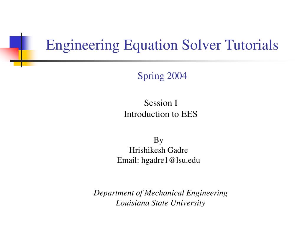 PPT Engineering Equation Solver Tutorials Spring 2004 PowerPoint