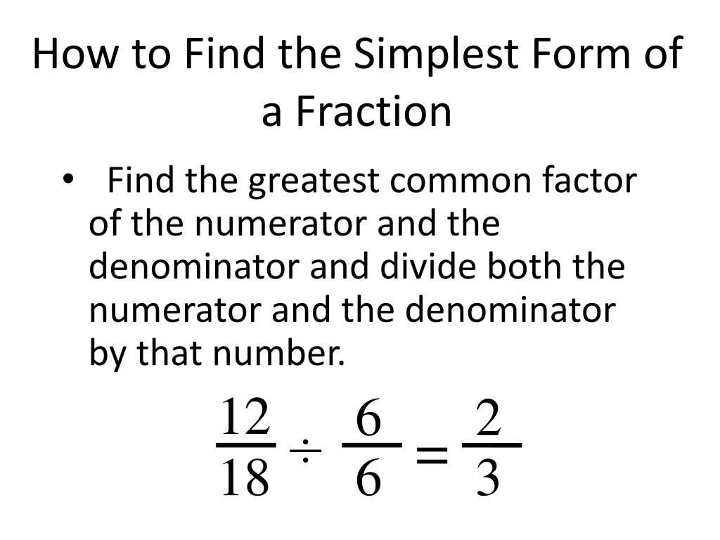 PPT Fractions II Simplifying Fractions PowerPoint Presentation, free