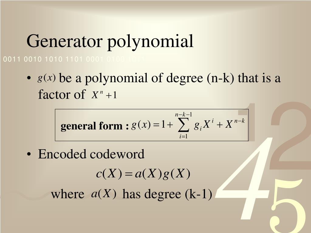 Examples Of Generator Polynomial at Elizabeth Callahan blog