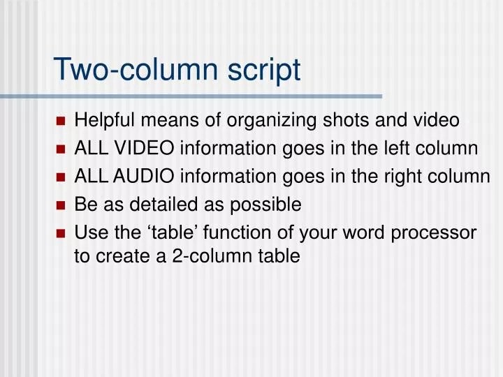 PPT Twocolumn script PowerPoint Presentation, free download ID6079747