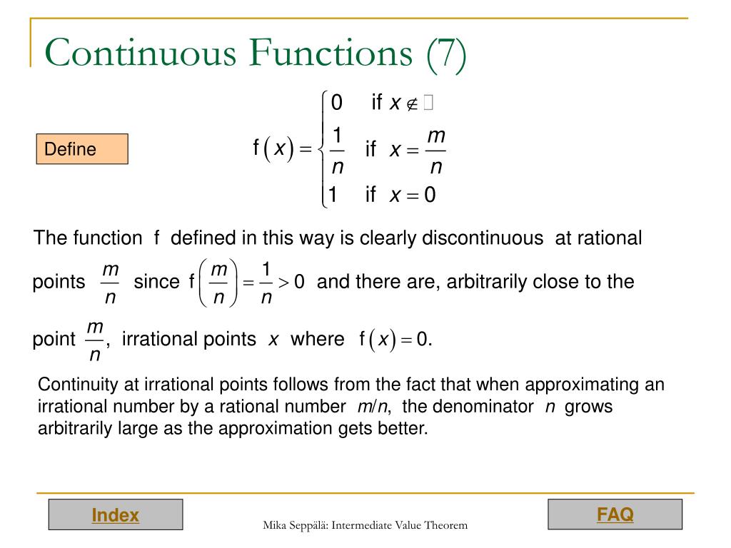 PPT 4.1 Intermediate Value Theorem for Continuous Functions