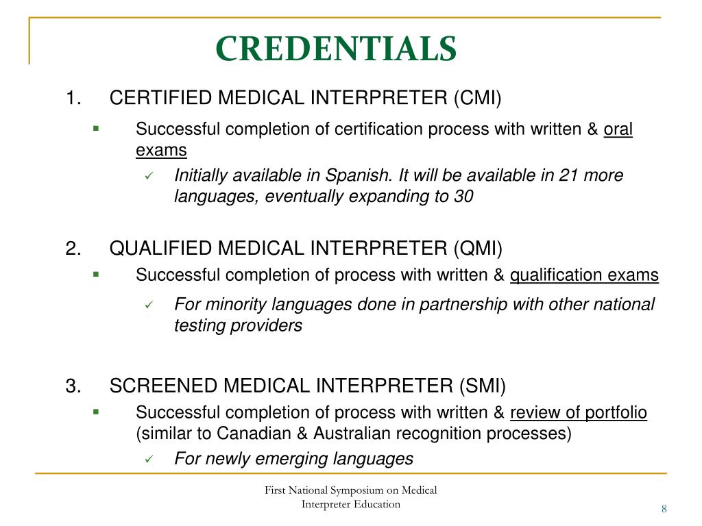PPT National Medical Interpreter Certification A Primer for Trainers