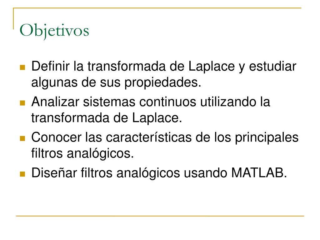 PPT Transformada de Laplace y filtros analógicos PowerPoint