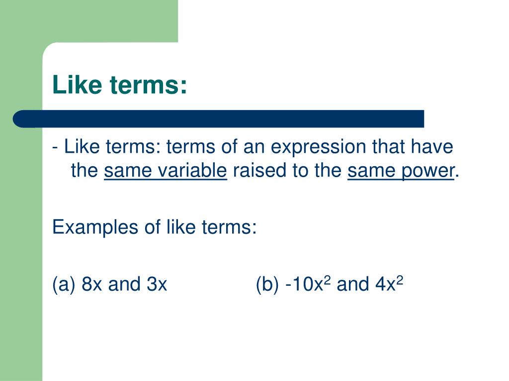 PPT Section 2.7 Combining Like Terms PowerPoint Presentation, free