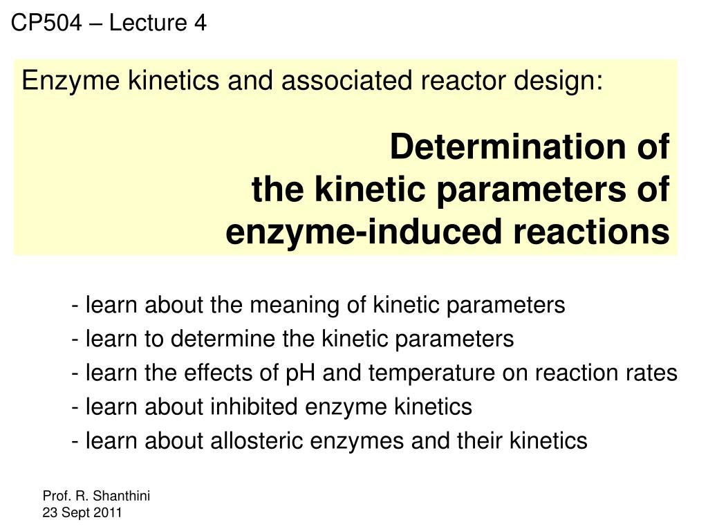 PPT Enzyme and associated reactor design Determination of