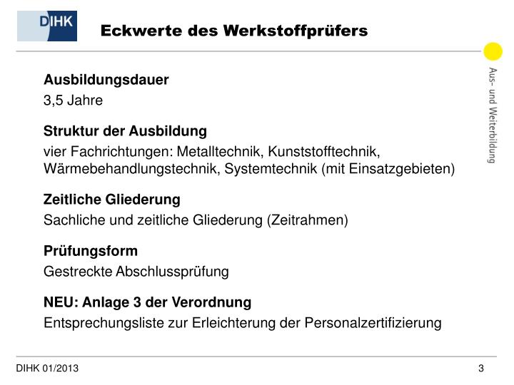 PPT Neuordnung Werkstoffprüfer Stand Januar 2013