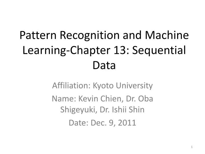 PPT Pattern Recognition and Machine LearningChapter 13 Sequential