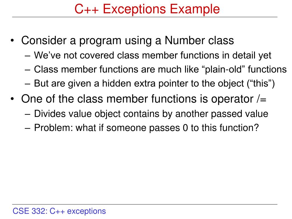 PPT Overview of C++ Exceptions PowerPoint Presentation, free download