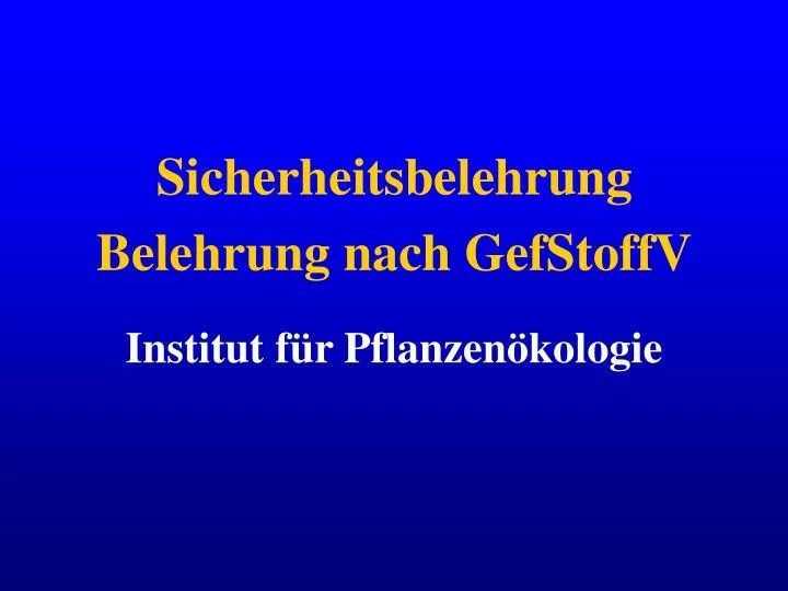 PPT Sicherheitsbelehrung Belehrung nach GefStoffV Institut für