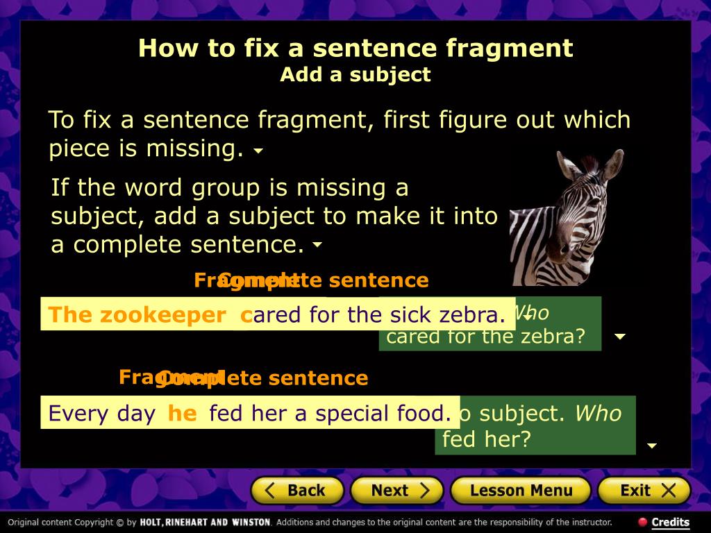 PPT - Correcting Sentence Fragments PowerPoint Presentation, free