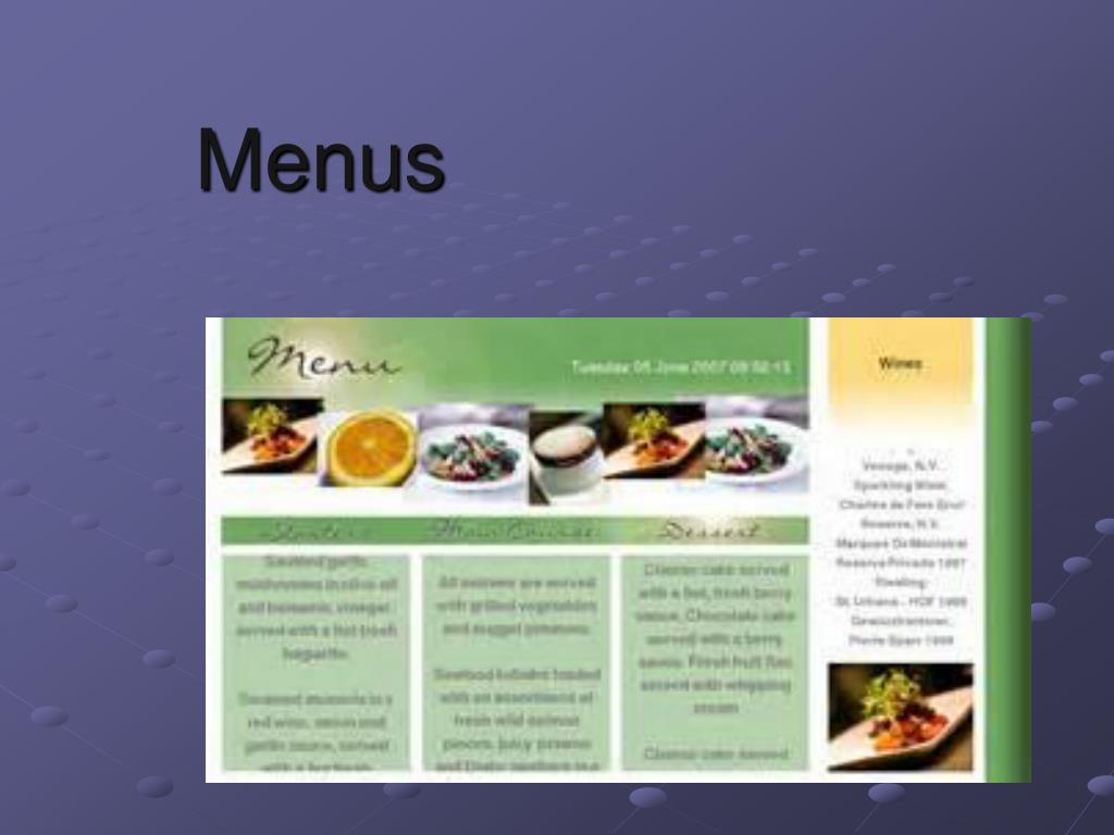 PPT Menus PowerPoint Presentation, free download ID6203528