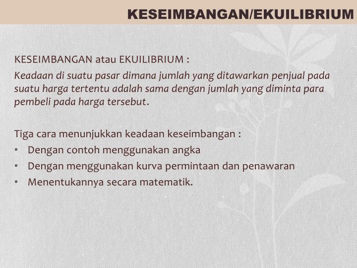 PPT PERMINTAAN, PENAWARAN DAN KESEIMBANGAN PASAR PowerPoint