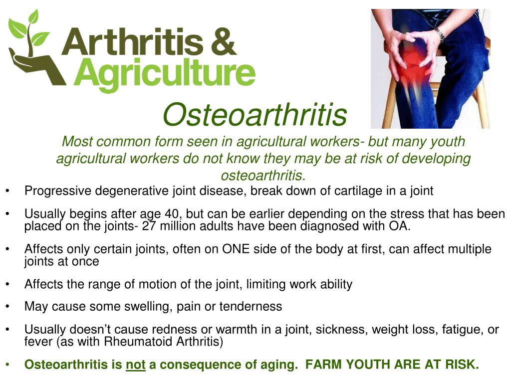 PPT Prevention of Early Onset Osteoarthritis (OA) in Farm Youth