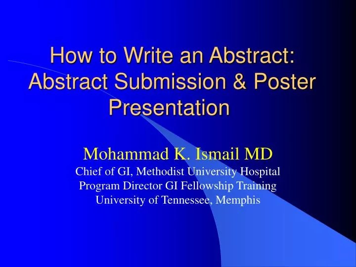 PPT How to Write an Abstract Abstract Submission & Poster Presentation PowerPoint