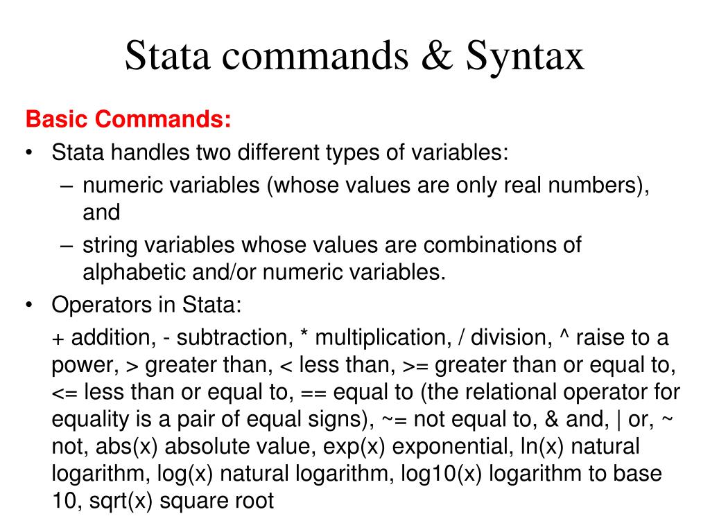 PPT Stata statistical software PowerPoint Presentation, free download
