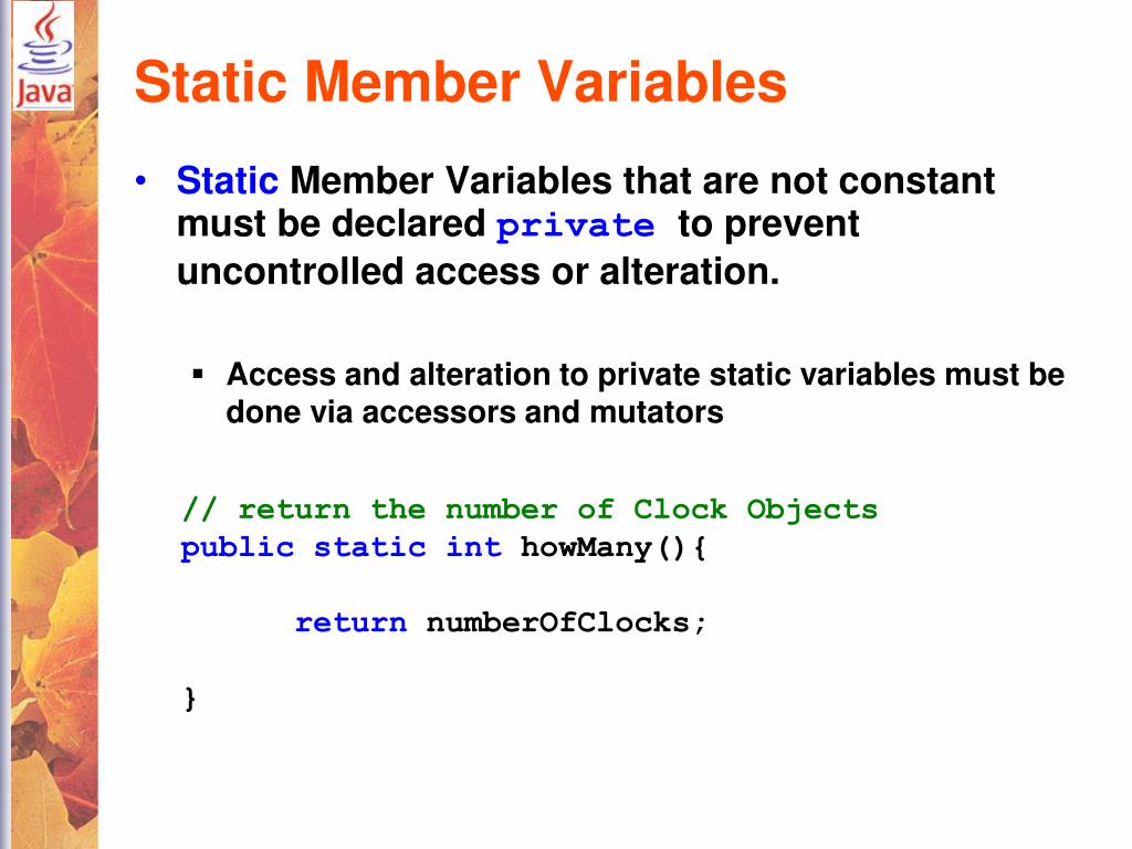 PPT Constructors Method Overloading Class Members Static Variables