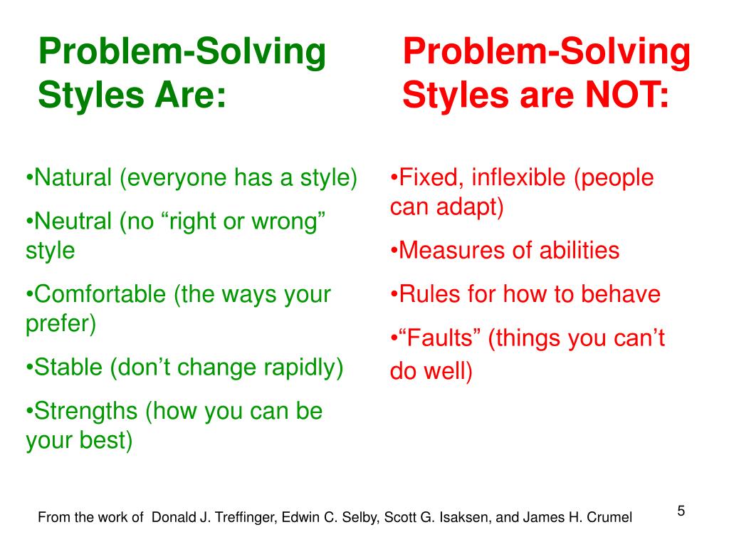 PPT ProblemSolving Styles Individual Preferences for Working on