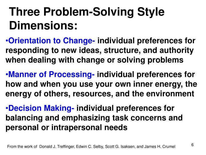 PPT ProblemSolving Styles Individual Preferences for Working on