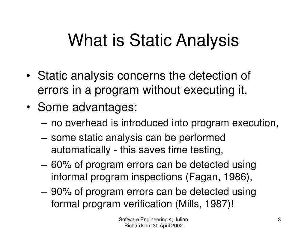 PPT Static Analysis Software Engineering 4 12.2HX3 Julian Richardson