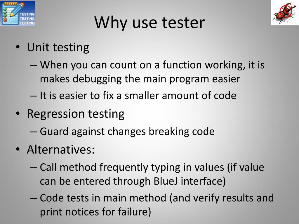 PPT BlueJ Tester PowerPoint Presentation, free download ID6239992