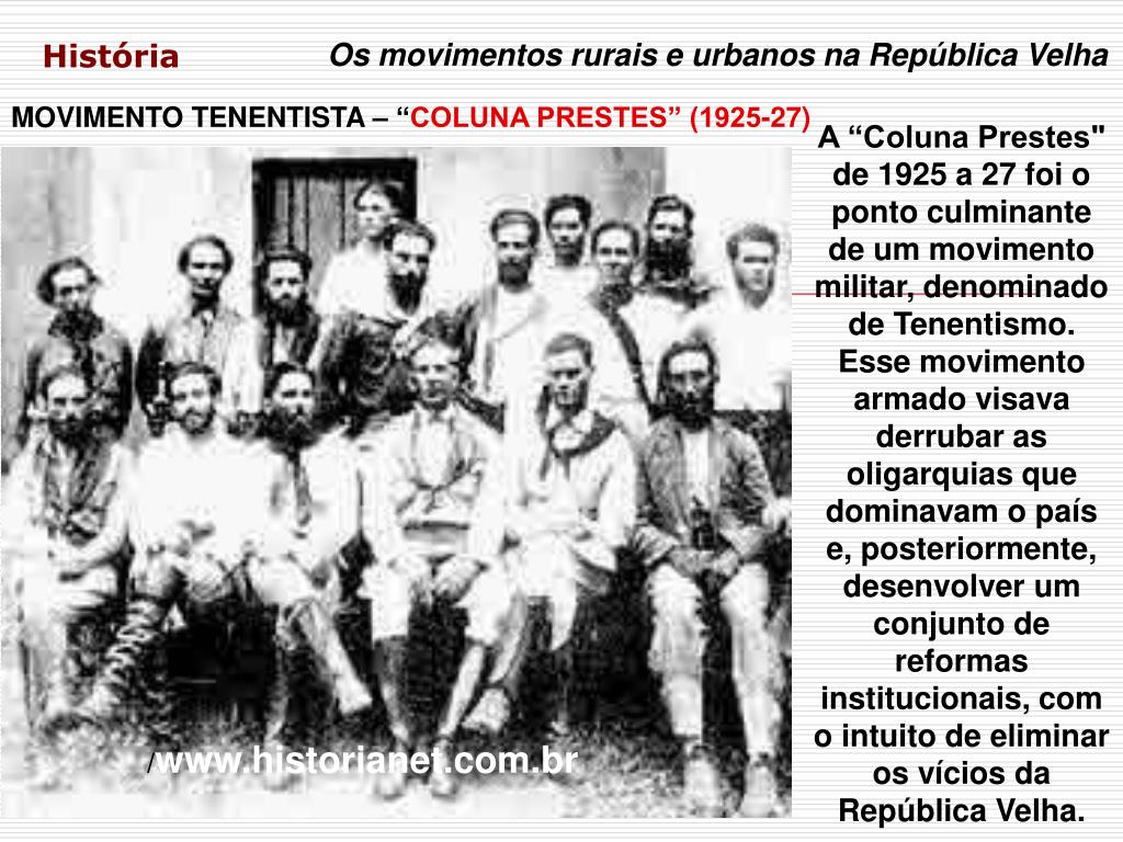 PPT História Os movimentos rurais e urbanos na República Velha