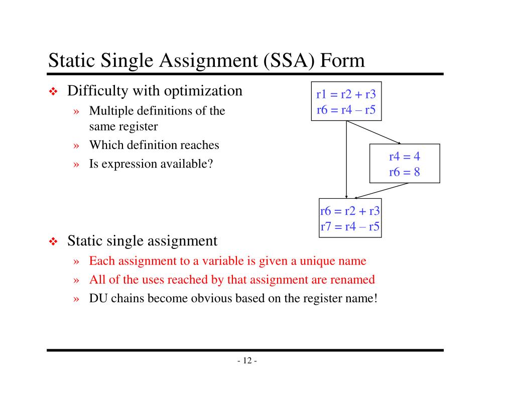 PPT EECS 583 Class 7 Static Single Assignment Form PowerPoint