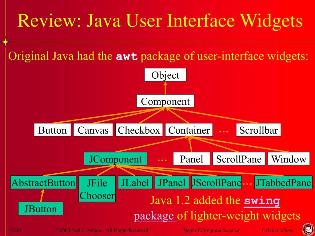 PPT More Swing Widgets and Listeners PowerPoint Presentation, free download ID6247773