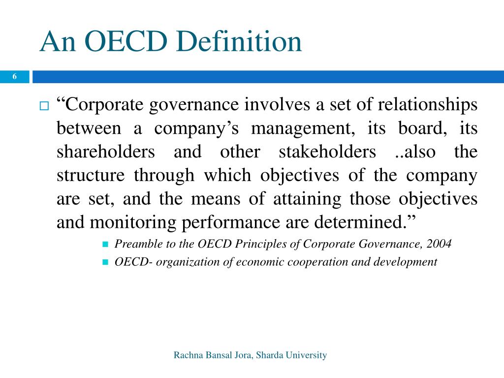 Definition Corporate Governance Oecd definitionus