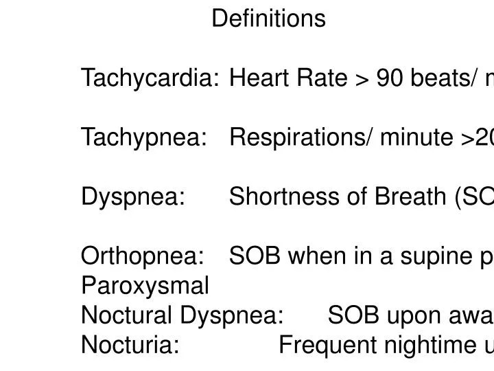 PPT Definitions Tachycardia Heart Rate > 90 beats/ minute PowerPoint