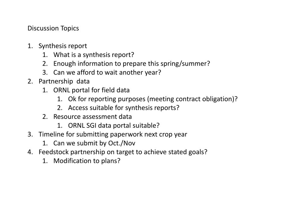 PPT Discussion Topics Synthesis report What is a synthesis report