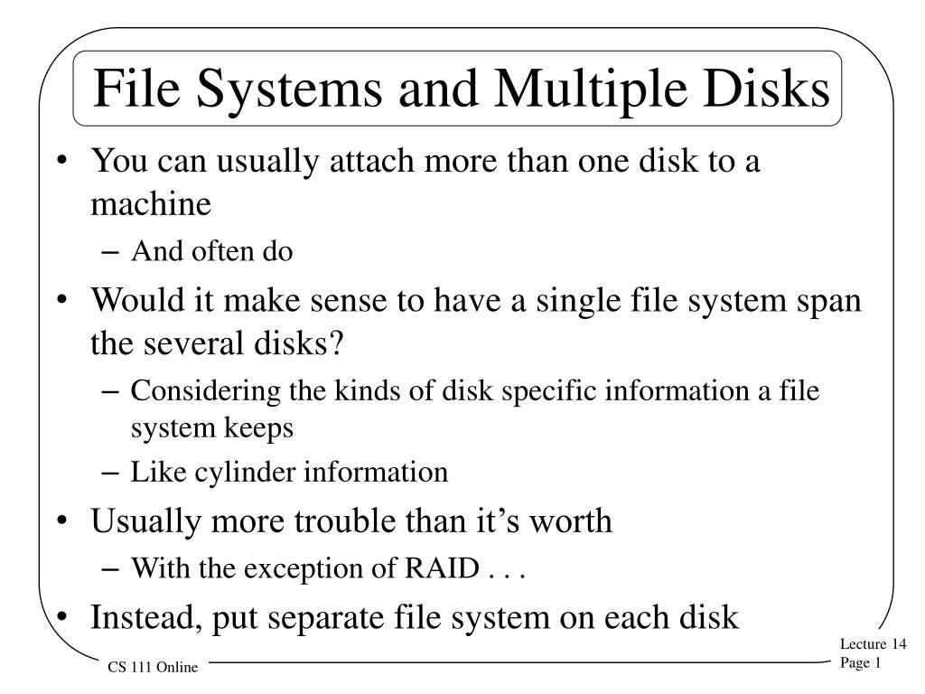 PPT File Systems and Multiple Disks PowerPoint Presentation, free