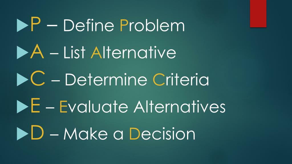 PPT PACED Decision Making Model PowerPoint Presentation, free