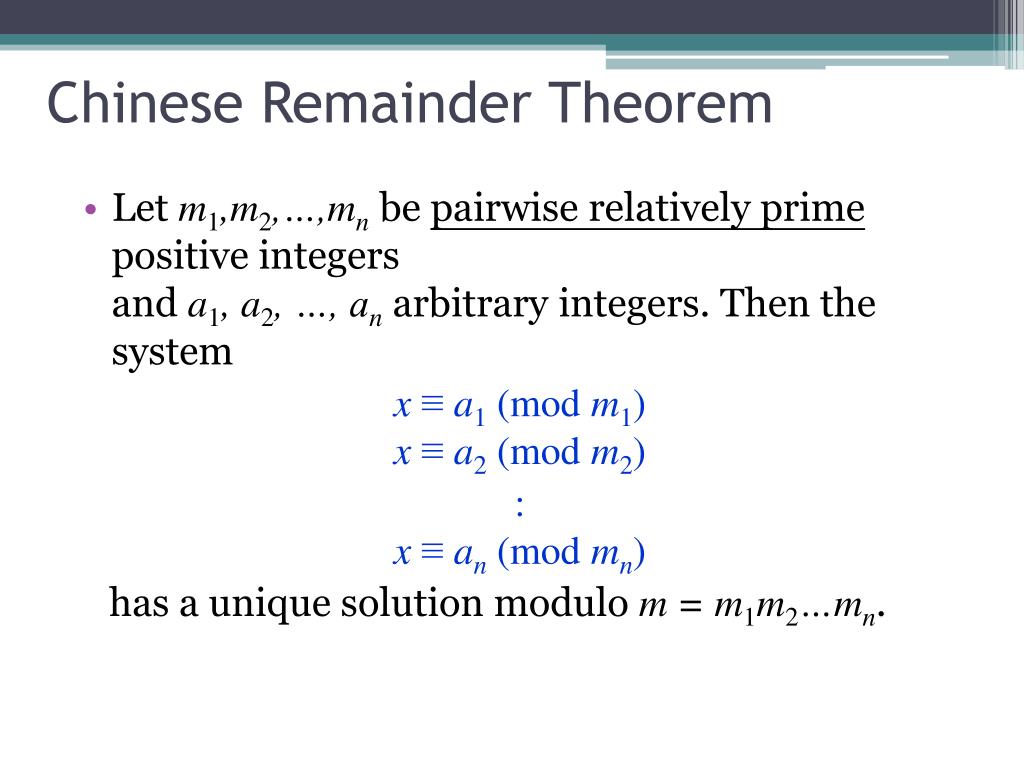 PPT Chinese Remainder Theorem PowerPoint Presentation, free download